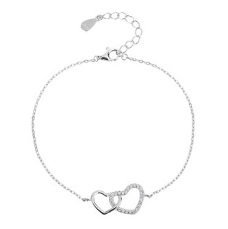 NB-1216 Stříbrný náramek se srdíčky - srdce