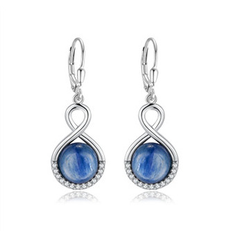 NB-3856 Stříbrné visací náušnice s kyanitem