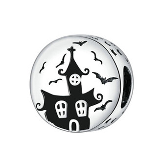 B0113 Stříbrný přívěšek korálek na náramek Halloween