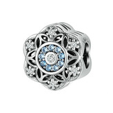 B0141 Stříbrný přívěsek korálek na náramek - květiny