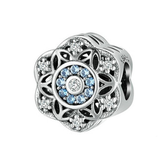 B0141 Stříbrný přívěsek korálek na náramek - květiny