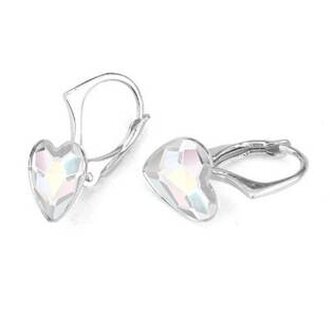 NB-0202-AB Stříbrné náušnice se srdcem Crystals from Swarovski® AB