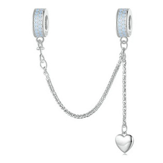 S0027 Stříbrný bezpečnostní řetízek na náramek - srdce