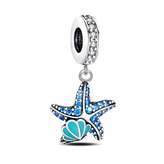 B0156 Visací stříbrný přívěšek korálek mořská hvězdice - mušle