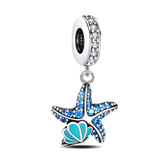 B0156 Visací stříbrný přívěšek korálek mořská hvězdice - mušle