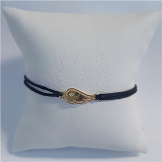 KA1050K-GD Černý textilní náramek křídlo, Ag 925