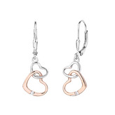 NB-3096 Visací stříbrné náušnice se srdíčky - srdce