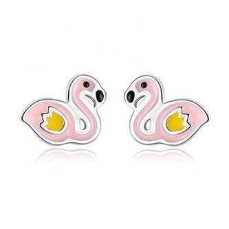 DN-0029 Dětské stříbrné náušnice plameňáci - zvířátka