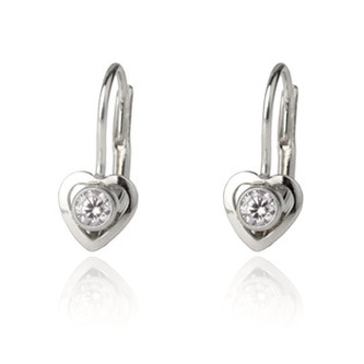 ZB3804-C Stříbrné dívčí náušnice, čiré zirkony