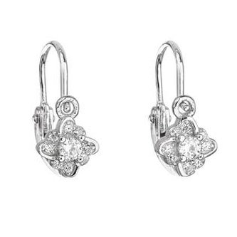 EG2309-C Stříbrné dětské náušnice kytičky, čiré zirkony - květiny