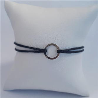 KA1822K-ST Černý textilní náramek kolečko, Ag 925 - nekonečno - ležatá osmička
