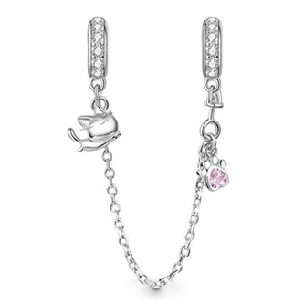 S0018 Stříbrný bezpečnostní řetízek na náramek - zvířátka