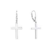 NB-3907 Stříbrné visací náušnice se zirkony - kříže