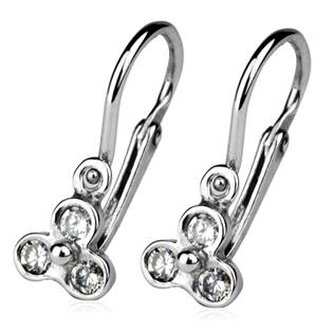 CS1110 Dětské náušnice stříbrné - kytičky, čiré zirkony - květiny