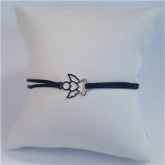 KA1004K-ST Černý textilní náramek andílek, Ag 925 - andílci