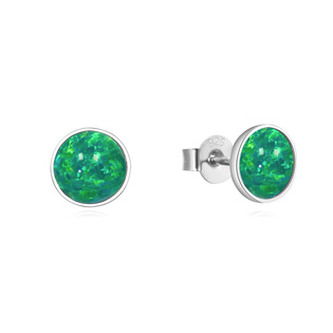 NB928-OP11 Stříbrné náušnice s opálem - srdce