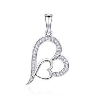 NB-4355 Stříbrný přívěšek srdíčko - srdce