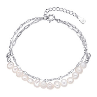 NB-1286 Stříbrný náramek s přírodními perličkami