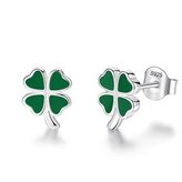 DN-0005 Dětské stříbrné náušnice čtyřlístky zelené