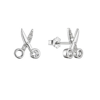 EG2460 Stříbrné náušnice nůžky se zirkony