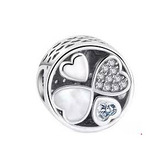 B0172 Visací stříbrný přívěšek korálek se srdíčky - zvířátka