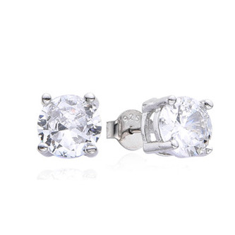 NB-3886-08 Stříbrné náušnice s čirými zirkony 8mm