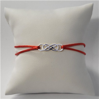 KA1546R-ST Červený textilní náramek keltský uzel, Ag 925 - tribal