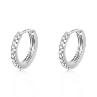 NB-3316 Stříbrné náušnice kroužky se zirkony