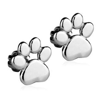 ZB3121 Stříbrné náušnice šroubovací - psí tlapky