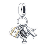 B0089 Stříbrný přívěsek korálek na náramek cestování