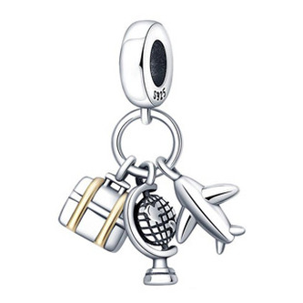 B0089 Stříbrný přívěsek korálek na náramek cestování