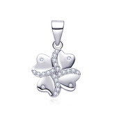 NB-4449 Stříbrný přívěšek čtyřlístek se zirkony - čtyřlístky