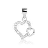 NB-4538 Stříbrný přívěsek dvojsrdce