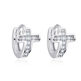 NB-3140 Stříbrné náušnice křížky se zirkony