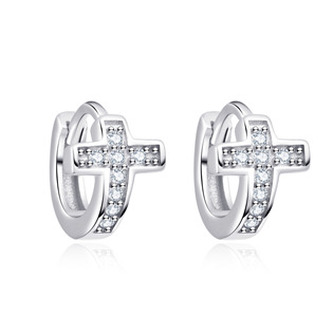 NB-3140 Stříbrné náušnice křížky se zirkony