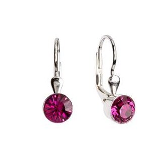 EG2015-F Stříbrné náušnice s krystaly Crystals from Swarovski® Fuchsia