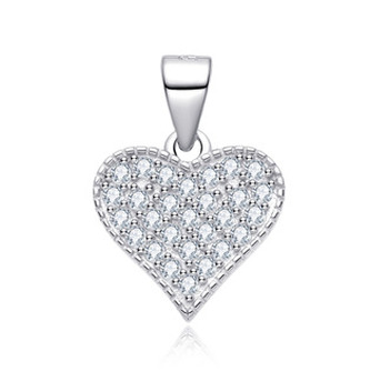 NB-4585 Stříbrný přívěšek srdíčko se zirkony - srdce