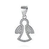 NB-4091 Stříbrný přívěšek andílek se zirkony - andílci