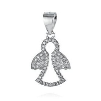 NB-4091 Stříbrný přívěšek andílek se zirkony - andílci