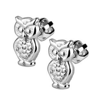 ZB3149 Stříbrné šroubovací náušnice sovičky - zvířátka
