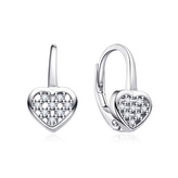 NB-3034 Stříbrné náušnice na klapku srdíčka - srdce