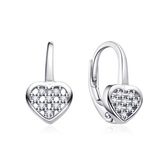 NB-3034 Stříbrné náušnice na klapku srdíčka - srdce