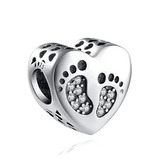 B0846 Stříbrný přívěšek korálek srdíčko se stopami - srdce
