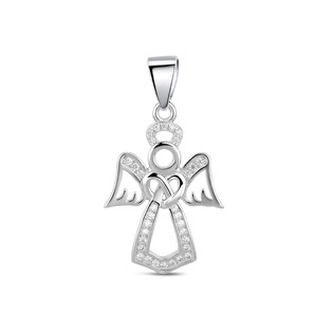 NB-4360 Stříbrný přívěšek andělíček - srdce