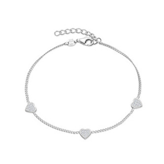 NB-1281 Stříbrný náramek se srdíčky - srdce
