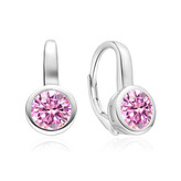NB-3516 Stříbrné náušnice s růžovými zirkony