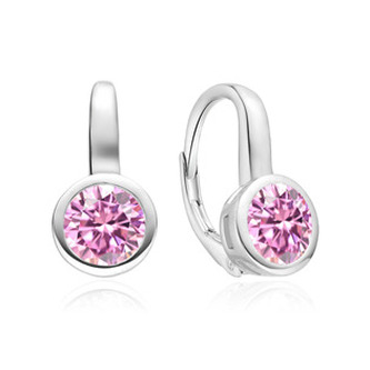 NB-3516 Stříbrné náušnice s růžovými zirkony