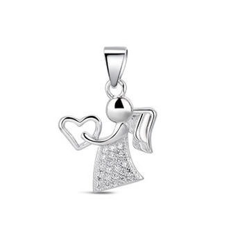 NB-4368 Stříbrný přívěšek andělíček - srdce