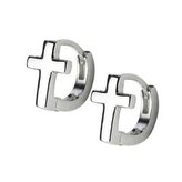 NB-3414 Maličké stříbrné náušnice kroužky s křížky