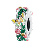 NB-8313 Stříbrný přívěšek korálek na náramek s motýlky